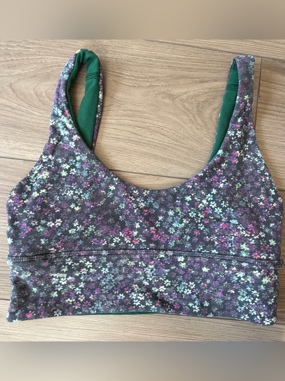 lululemon Align Reversible Bra Floral Print Solid Green Sz Small